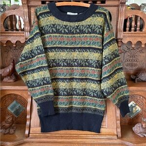 Vintage Patterned Black Fairy Whimsygoth Long Sweater Size Medium